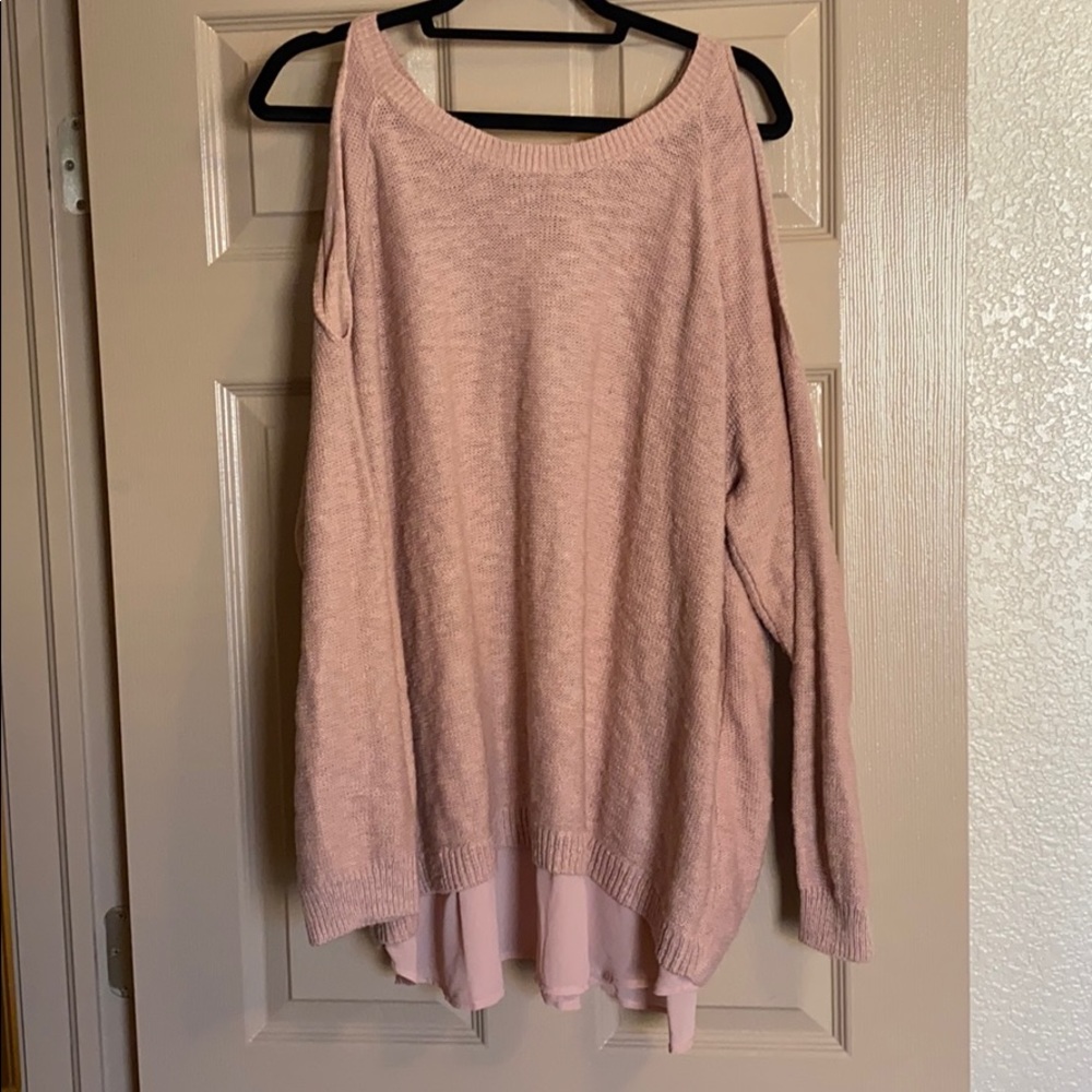 Cold shoulder knit sweater